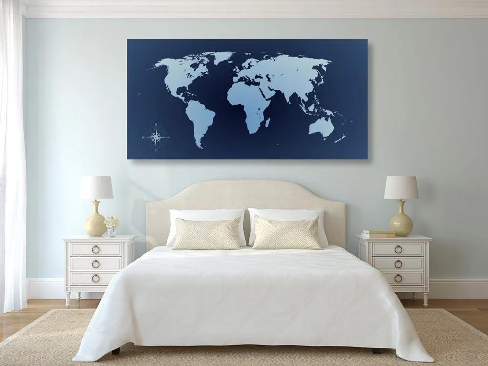 Εικόνα στον παγκόσμιο χάρτη φελλού σε αποχρώσεις του μπλε - 100x50  flags