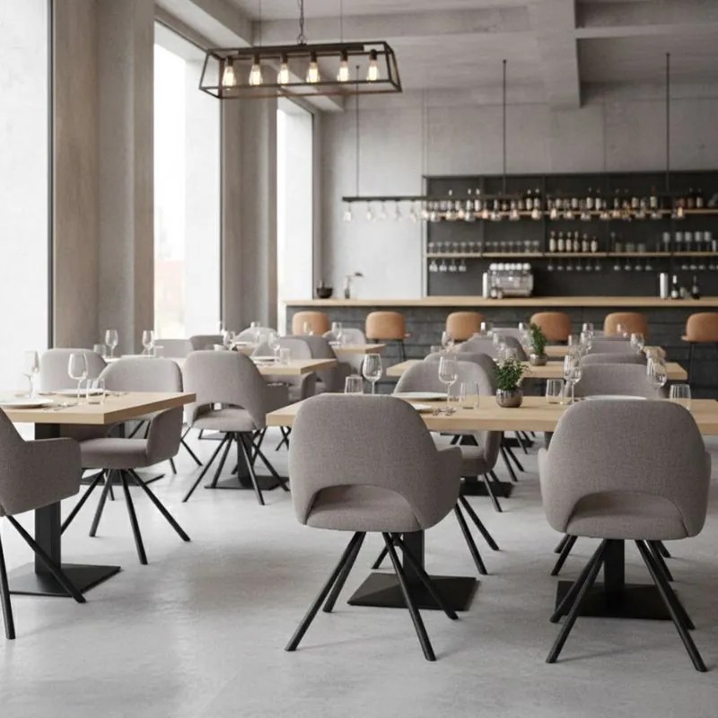 Πολυθρόνα τραπεζαρίας Gabriel Megapap ανοιχτό μπεζ ύφασμα - μεταλλικό μαύρο πόδι 58x60x85εκ.