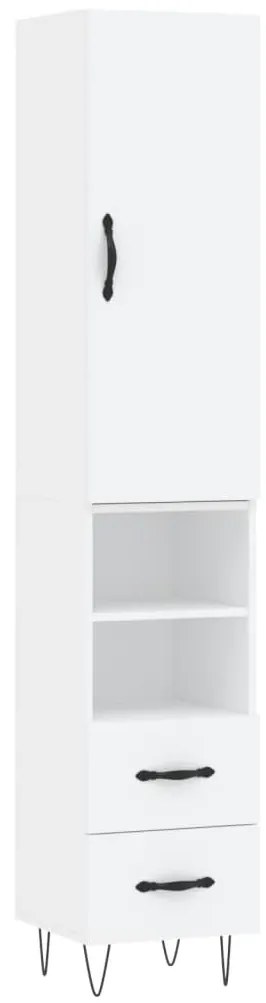 vidaXL Ντουλάπι Λευκό 34,5 x 34 x 180 εκ. από Επεξεργασμένο Ξύλο