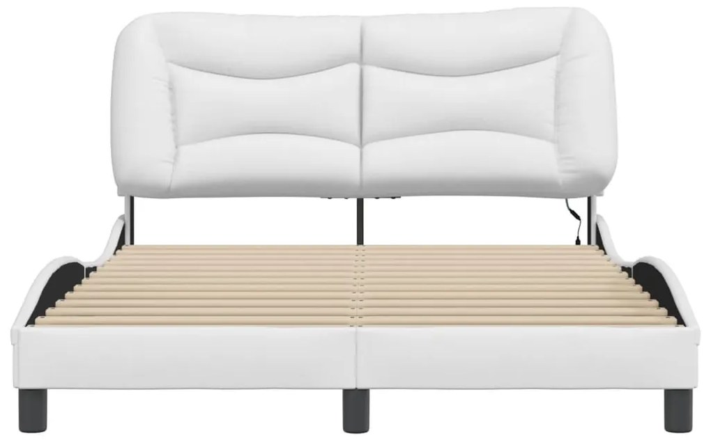 vidaXL Πλαίσιο κρεβατιού με LED χωρίς στρώμα Hvar Λευκό 140x190 εκ.