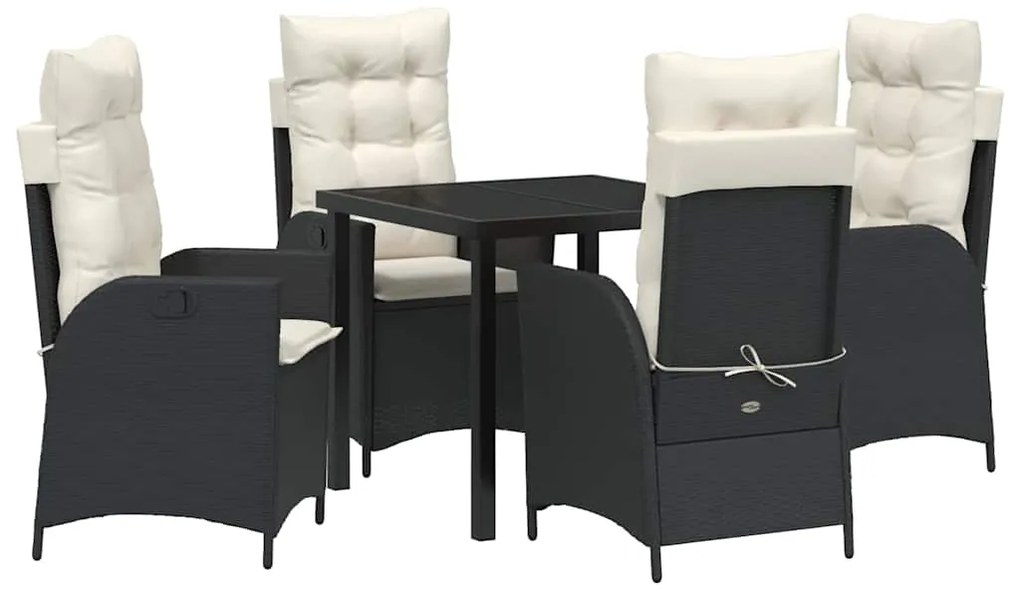 vidaXL Σέτ φαγητού για κήπο 5 pcs Μαύρο συνθετικό ρατάν