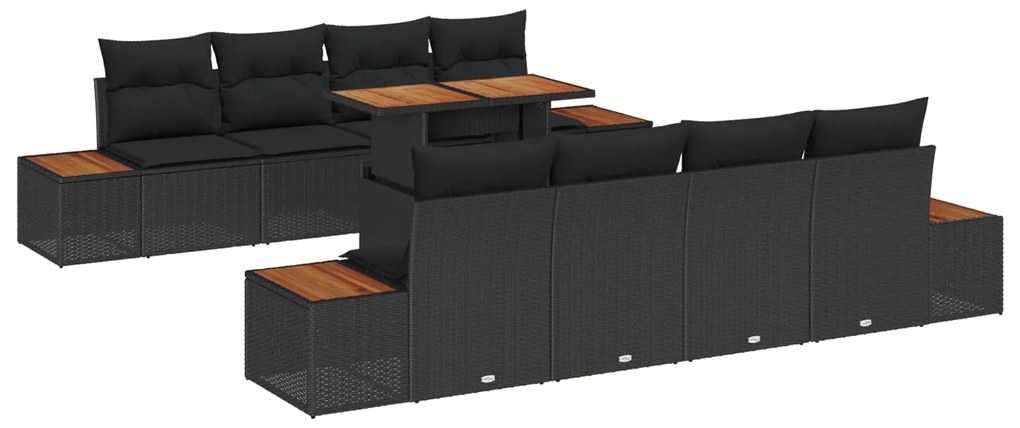 Σέτ φαγητού για κήπο με μαξιλάρι 9 pcs Μαύρο και Καφέ