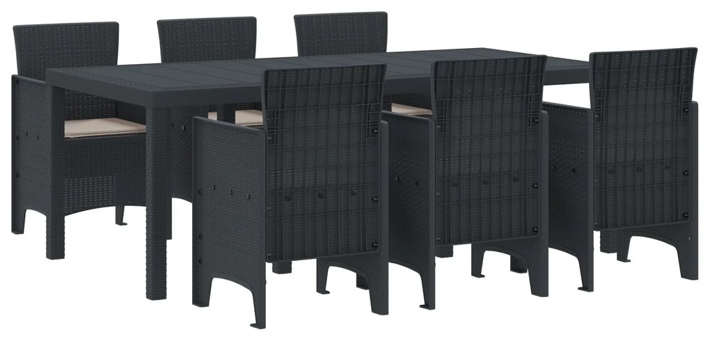vidaXL Σετ Φαγητού Κήπου 7 pcs Ανθρακί 200 x 100 x 73 εκ.