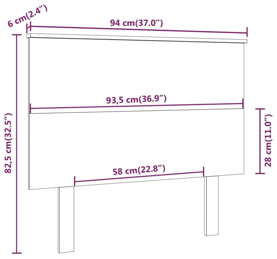 vidaXL Κεφαλάρι Κρεβατιού Γκρι 94x6x82,5 εκ. από Μασίφ Ξύλο Πεύκου