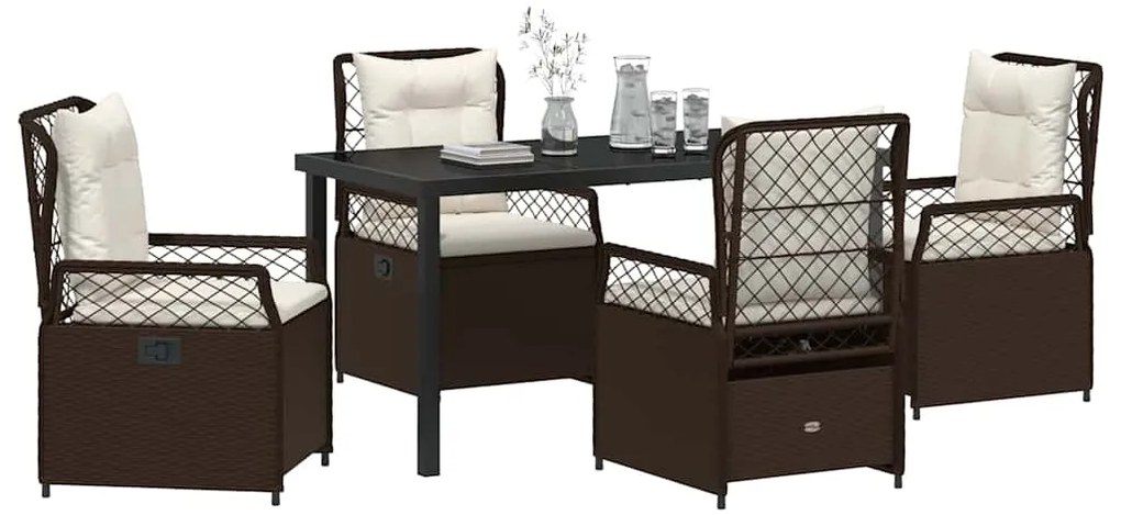 vidaXL Σέτ φαγητού για κήπο 5 pcs Καφέ συνθετικό ρατάν