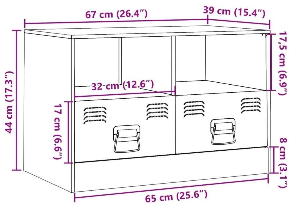 Έπιπλο Τηλεόρασης Ροζ 67 x 39 x 44 εκ. από Χάλυβα - Ροζ