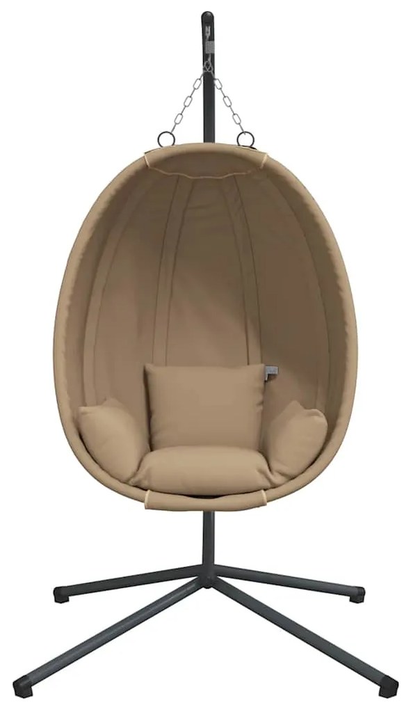 vidaXL Πολυθρόνα Egg Κρεμαστή με Βάση Taupe Συνθ. Ρατάν / Ατσάλι