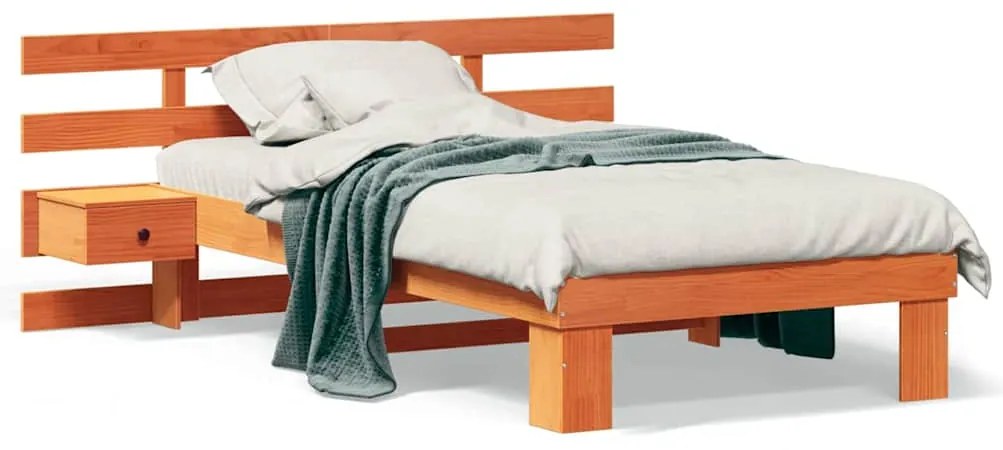 vidaXL Σκελετός Κρεβατιού Καφέ κεριού 90 x 190 cm Μασίφ ξύλο πεύκου