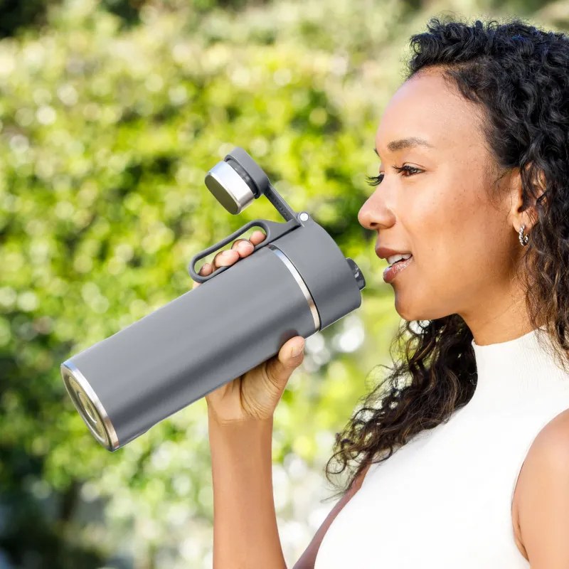 Thermos Ninja DW2401EUUKGY, 700 ml, Κατάλληλο για ανθρακούχα ποτά, Τριπλή μόνωση, Χωρίς BPA, Ζεστό έως 8 ώρες, Κρύο έως 24 ώρες, Γκρι