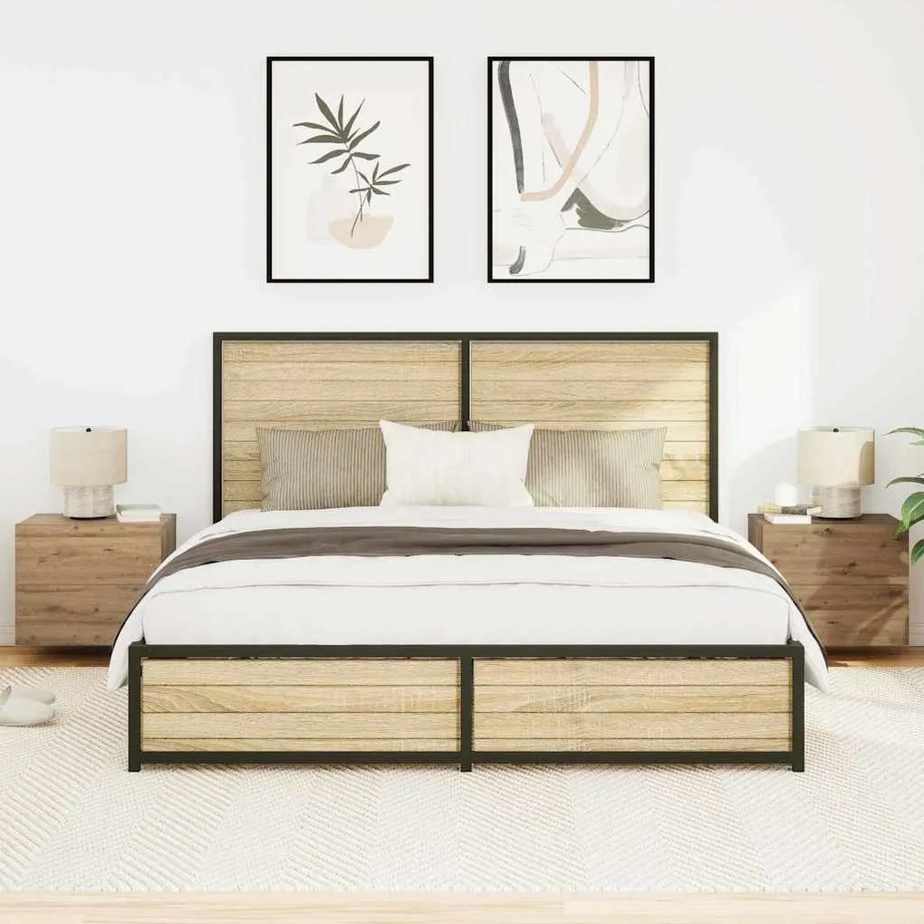 vidaXL Τοίχου κομοδίνο με συρτάρι 2 pcs artisan δρυς 50 x 39 x 41 εκ.