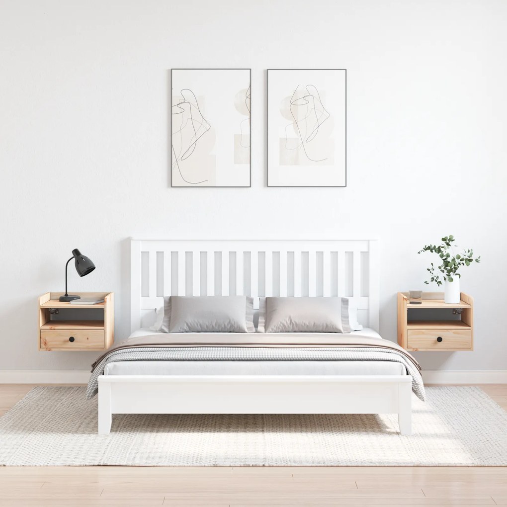 vidaXL Κομοδίνα 2 pcs Καφέ 38 x 36 x 29.5 εκ Συμπαγές ξύλο πεύκου