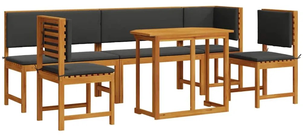 vidaXL Σετ Μπιστρό Κήπου 6 pcs Καφέ Μασίφ ξύλο ακακίας