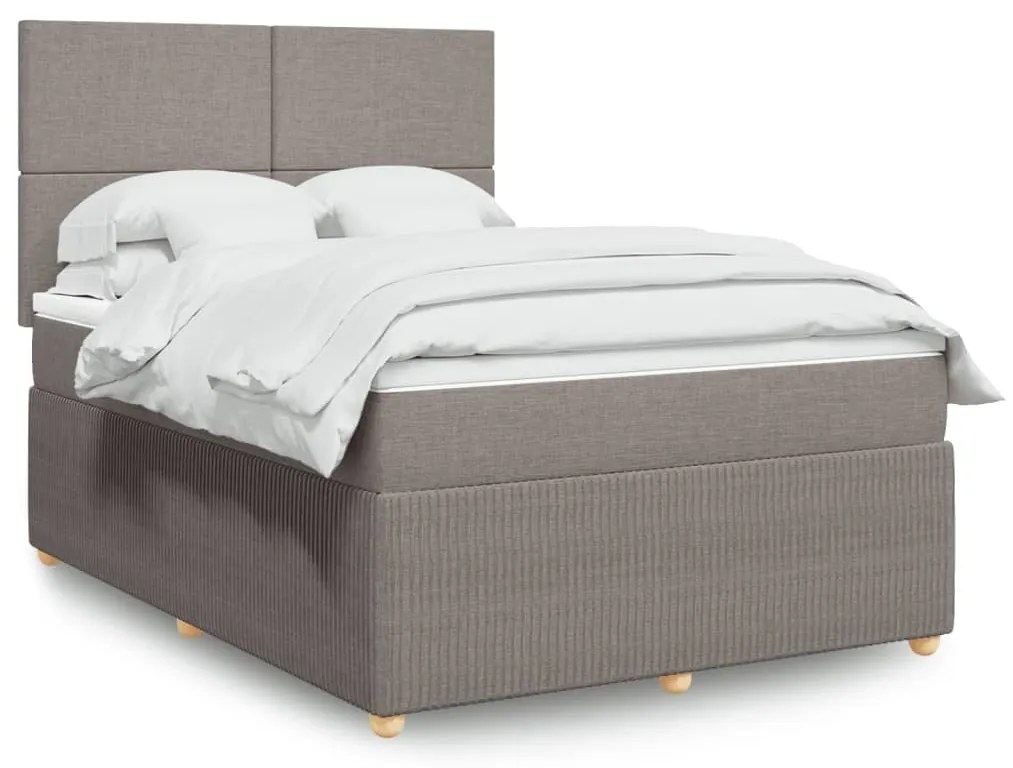 Κρεβάτι Boxspring με Στρώμα Taupe 160x200 εκ. Υφασμάτινο - Μπεζ-Γκρι