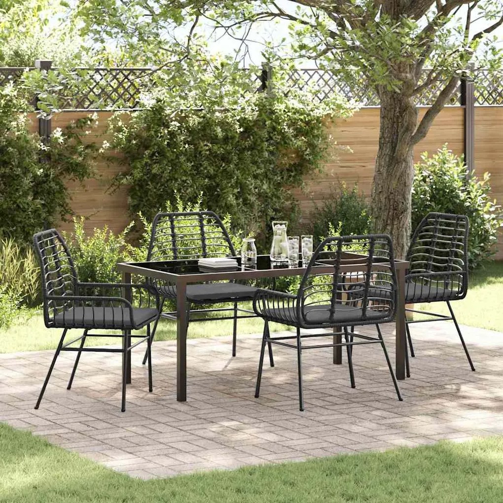 vidaXL Σέτ φαγητού για κήπο 5 pcs Μαύρο συνθετικό ρατάν