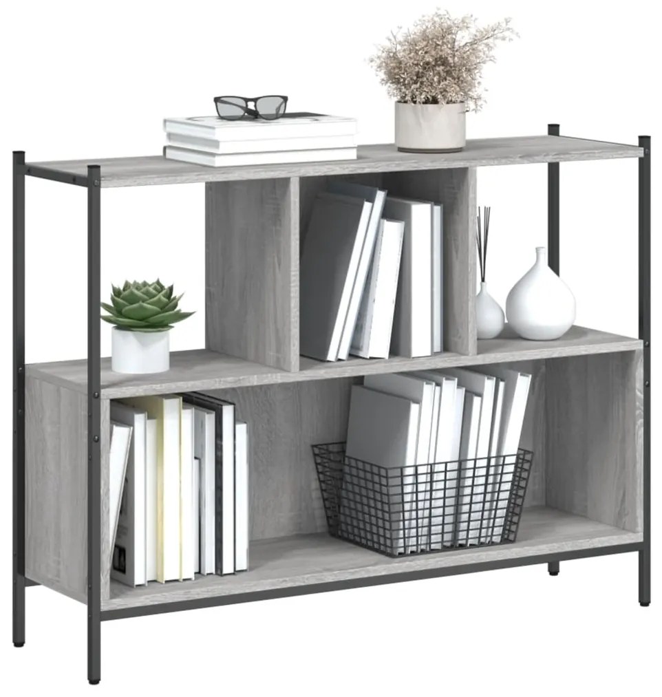 vidaXL Βιβλιοθήκη Γκρι Sonoma 102x28x77,5 εκ. από Επεξεργασμένο Ξύλο