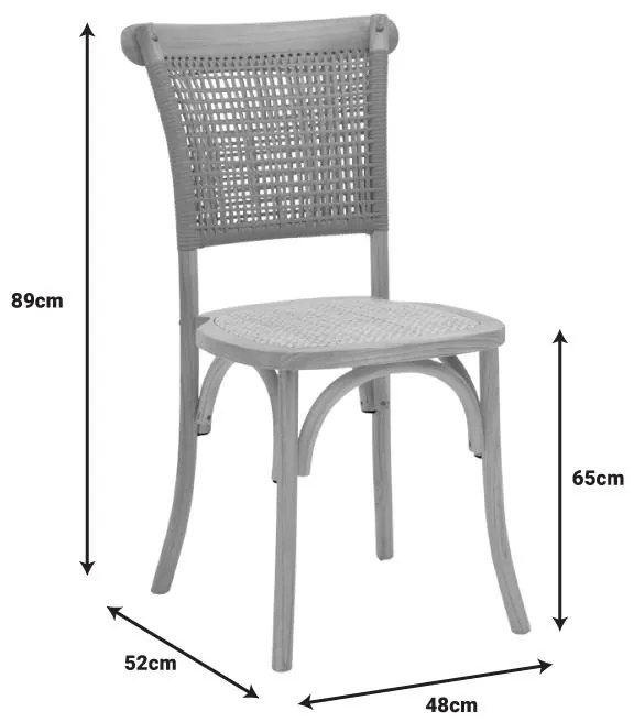 Καρέκλα Karley φυσικό ξύλο οξιάς-έδρα φυσικό rattan 48x52x89εκ 48x52x89 εκ.