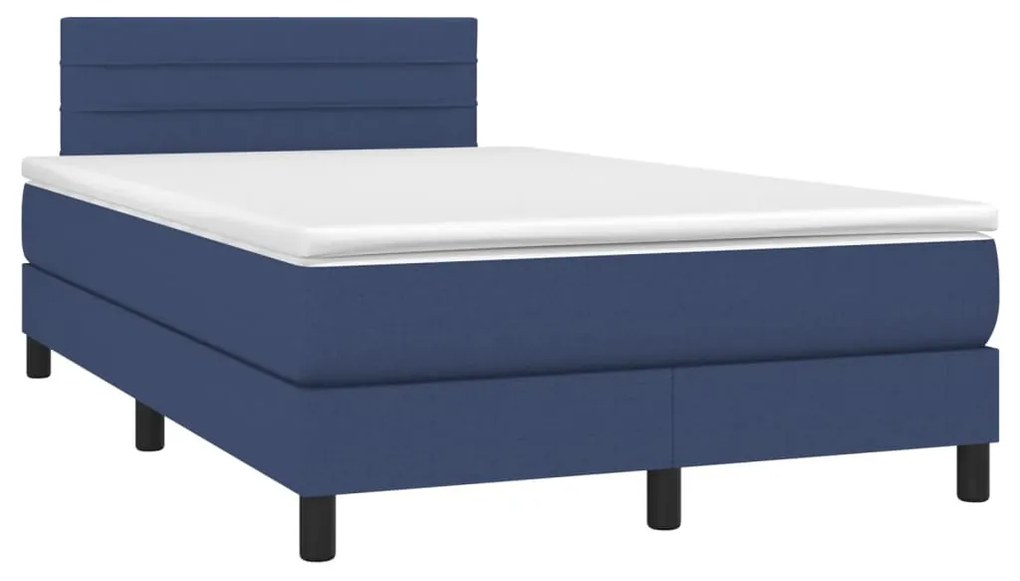 vidaXL Κρεβάτι Boxspring με Στρώμα Μπλε 120x190 εκ. Υφασμάτινο