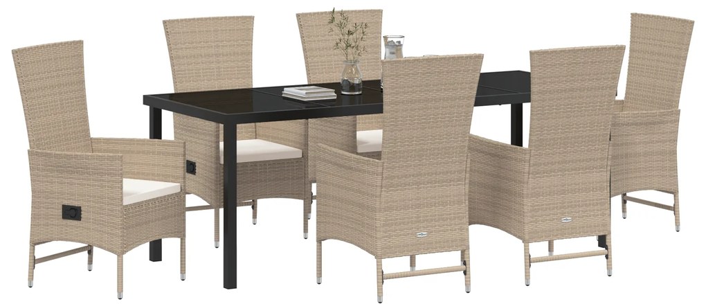 vidaXL Σετ Εξωτερικών Καρεκλών με μαξιλάρι 7 pcs Μπεζ 200 x 80 x 73 εκ