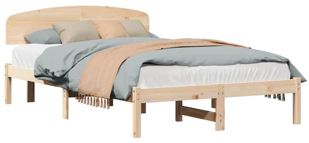 vidaXL Σκελετός Κρεβατιού Φυσικό 140 x 190 cm Στερεά ξυλεία πεύκου