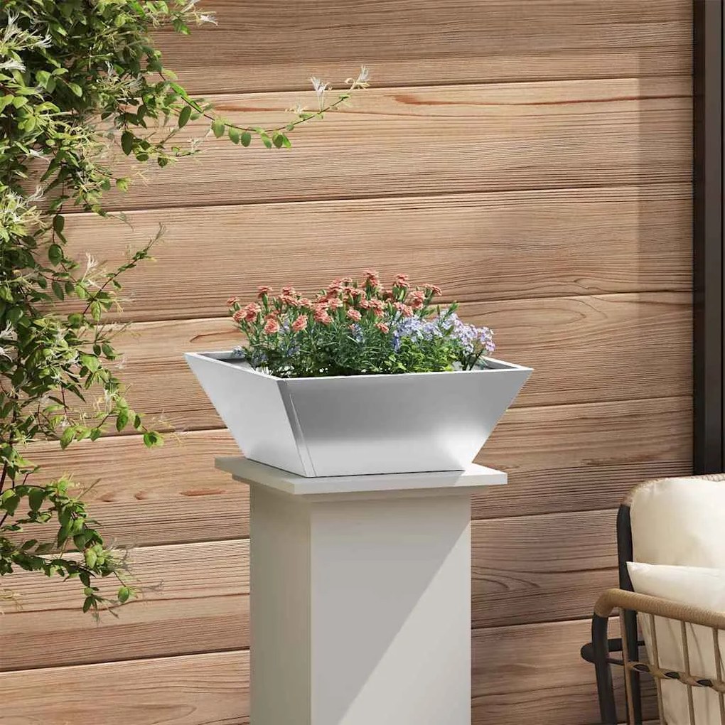 vidaXL Γλάστρα Κήπου 40x40x15 εκ Γαλβανισμένο Ατσάλι