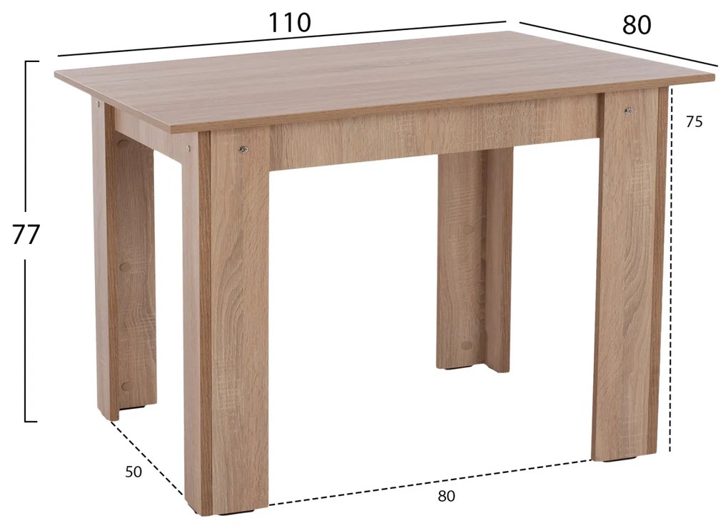 ΤΡΑΠΕΖΙ ΚΟΥΖΙΝΑΣ 110x80x77Υεκ. SONAMA OAK HM2428.01 - 0533069 - HM2428.01