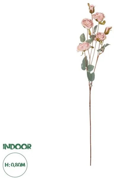 Artificial Garden PINK ROSE BRANCH 21142 Τεχνητό Διακοσμητικό Κλαδί Τριαντάφυλλα Ροζ Y80cm Globostar-21142-Ροζ 21142