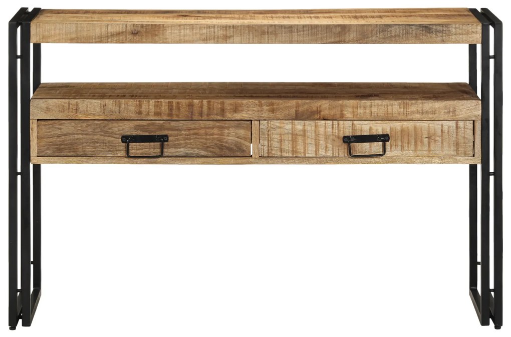 vidaXL Τραπέζια στο κομοδίνο Μαύρο 120x33x75 εκ Μασίφ ξύλο μάνγκο και μέταλλο