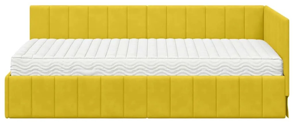 vidaXL Κρεβάτι Γωνίας με στρώμα Κίτρινο 90 x 200 cm Βελούδο