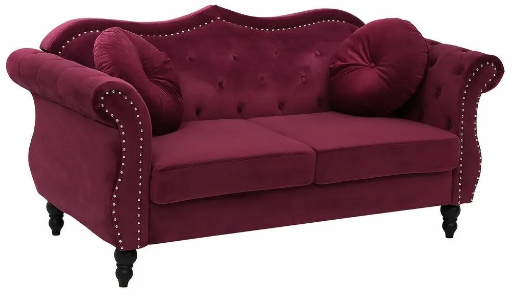 Καναπές chesterfield Berwyn 788, Κόκκινο, 165x83x91cm, Πόδια: Ξύλο,Ευκάλυπτος, Πεύκο