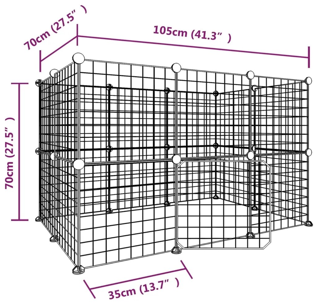 vidaXL Κλουβί Κατοικίδιων με 20 Πάνελ + Πόρτα Μαύρο 35 x 35εκ Ατσάλινο