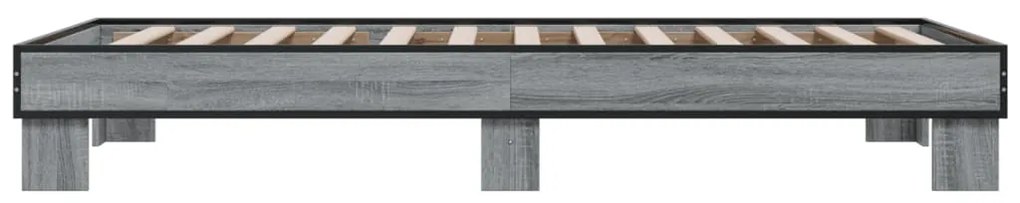 vidaXL Πλαίσιο Κρεβατιού Γκρι Sonoma 90x200 εκ. Επεξ. Ξύλο &amp; Μέταλλο