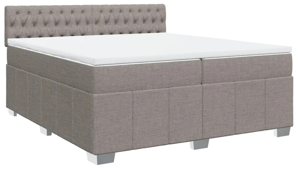 Κρεβάτι Boxspring με Στρώμα Taupe 200x200 εκ. Υφασμάτινο - Μπεζ-Γκρι