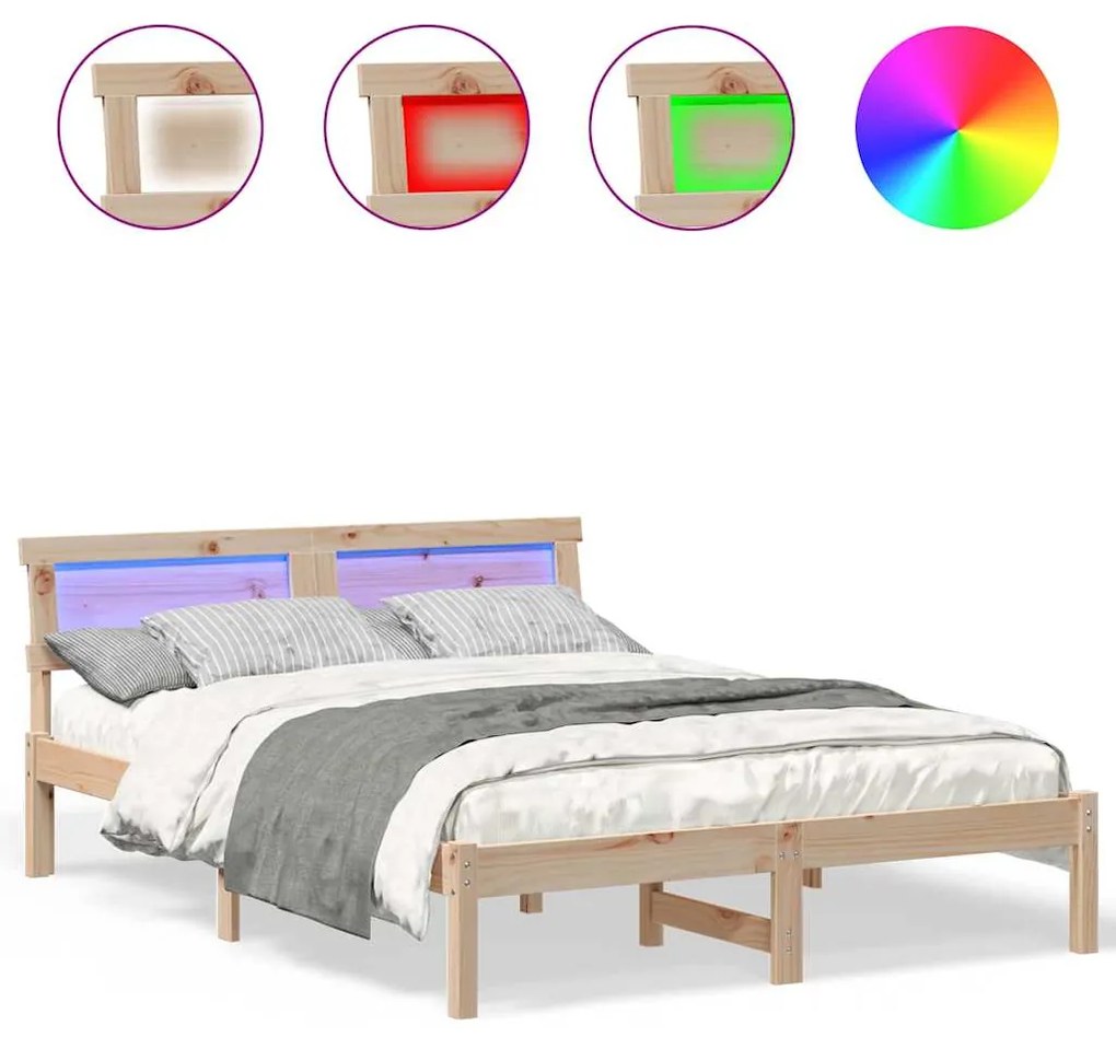 vidaXL Σκελετός Κρεβατιού Καφέ 135 x 190 cm Μασίφ ξύλο πεύκου
