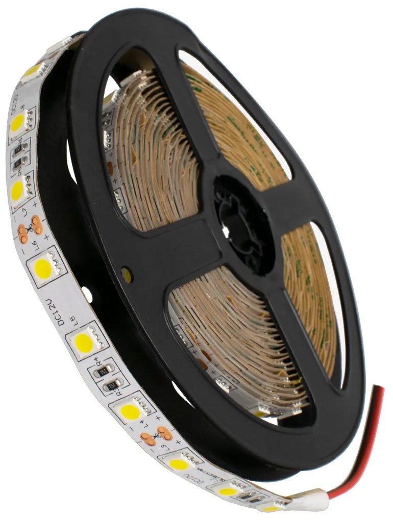 GloboStar® 70021 Ταινία LED SMD 5050 5m 14.4W/m 60LED/m 1540 lm/m 120° DC 12V IP20 Φυσικό Λευκό 4500k - 5 Χρόνια Εγγύηση