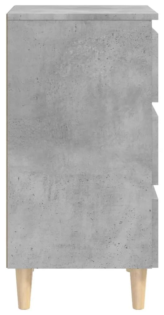 vidaXL Κομοδίνο Γκρι Σκυροδέματος 40 x 35 x 69 εκ. Μασίφ Ξύλινα Πόδια