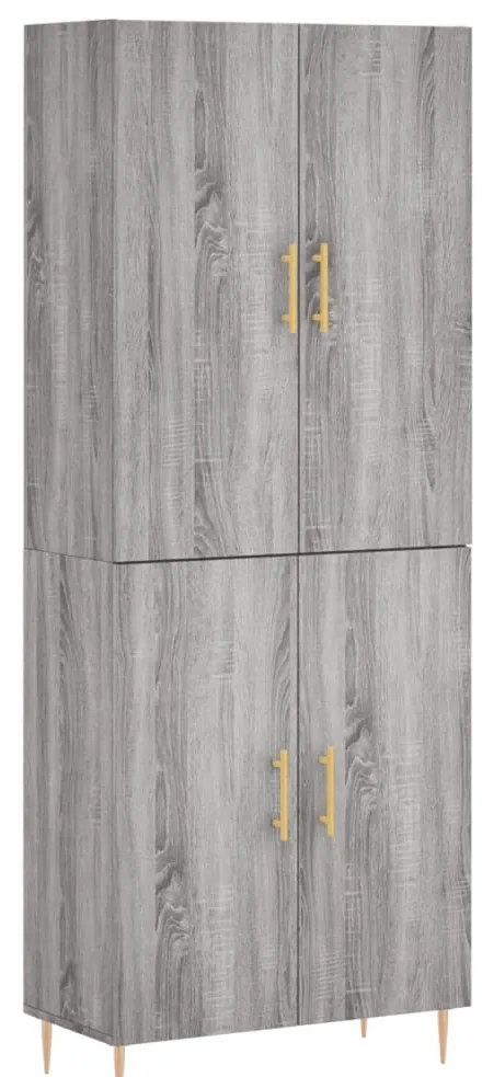 vidaXL Ντουλάπι Γκρι Sonoma 69,5 x 34 x 180 εκ. Επεξεργασμένο Ξύλο