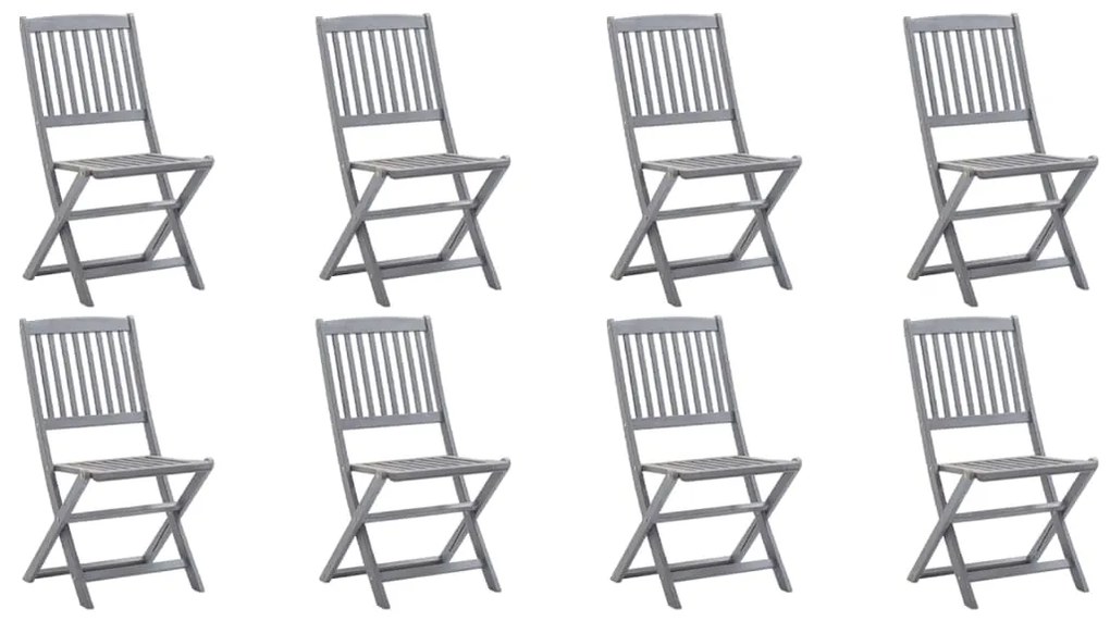 vidaXL Καρέκλες Εξ. Χώρου Πτυσσόμενες 8 τεμ. Ξύλο Ακακίας &amp; Μαξιλάρια