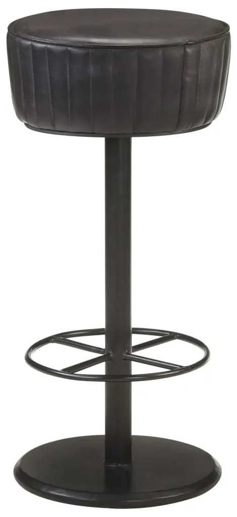 Σκαμπό Μπαρ Μαύρο από Γνήσιο Δέρμα