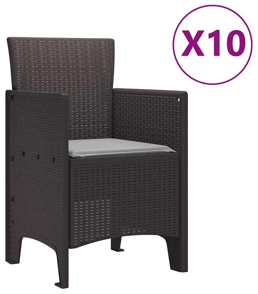 vidaXL Σέτ φαγητού για κήπο 11 pcs Καφέ και Ανοιχτό γκρι Πολυ ράταν