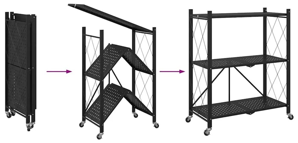 ΡΑΦΙ ΑΠΟΘΗΚΕΥΣΗΣ ΣΕ ΡΟΔΕΣ ΜΑΥΡΟ 71X34X88 CM ΑΤΣΑΛΙ 4012385