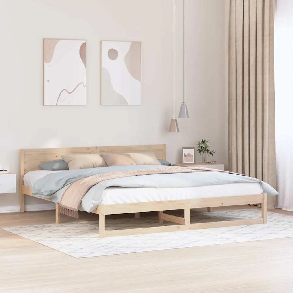 vidaXL Σκελετός Κρεβατιού Καφέ 200 x 200 cm Μασίφ ξύλο πεύκου