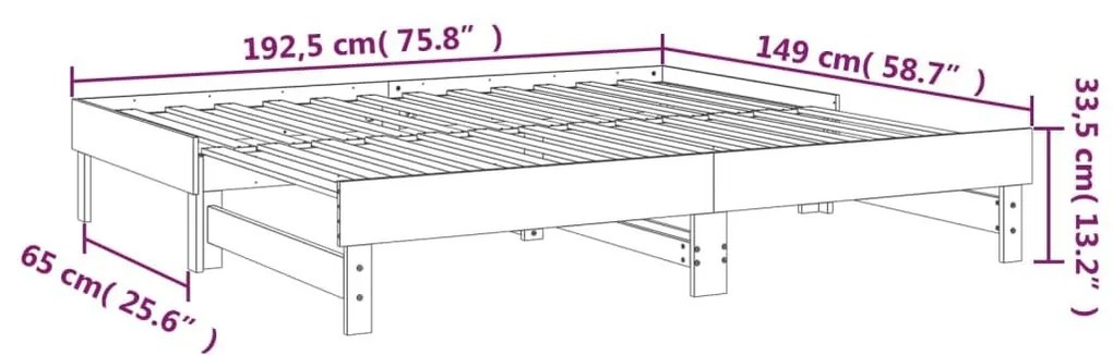 Καναπές Κρεβάτι Συρόμενος Λευκός 2x(75x190) εκ. από Μασίφ Πεύκο - Λευκό