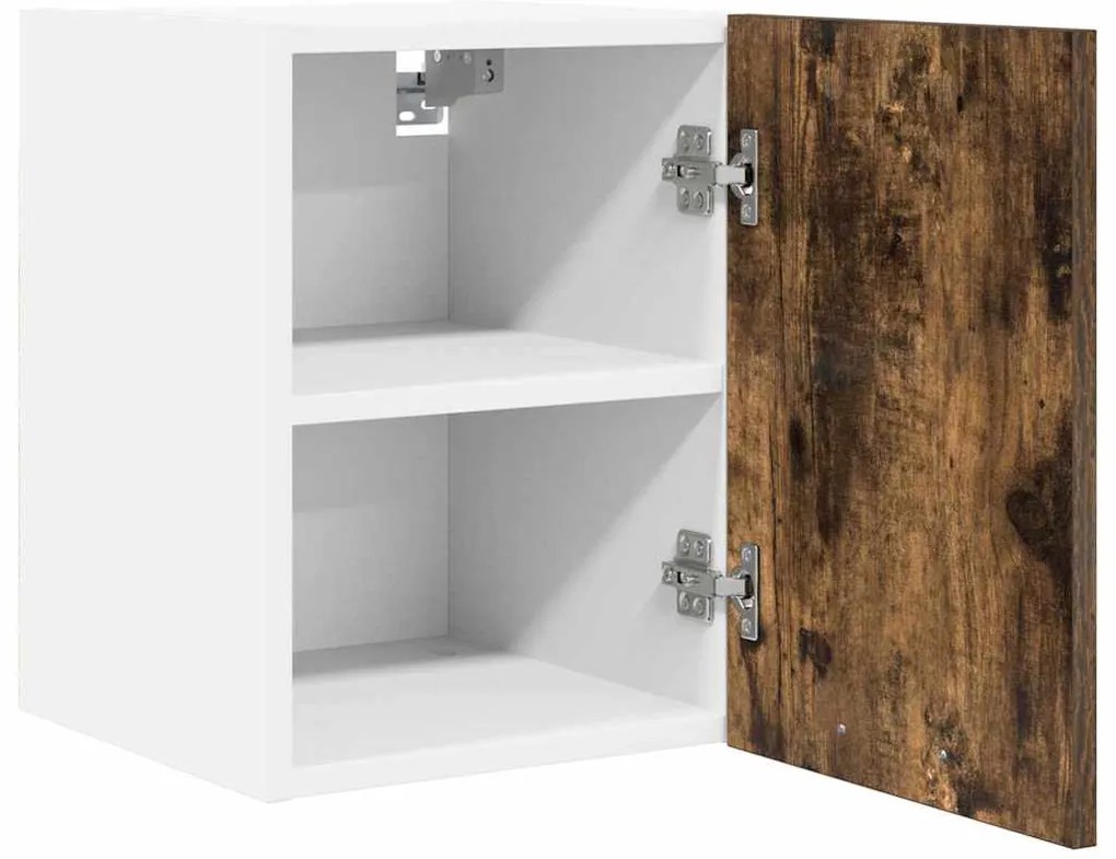 vidaXL Κρεμαστό ντουλάπι με αποθήκευση 2 pcs Καπνιστός Δρυς και Λευκό