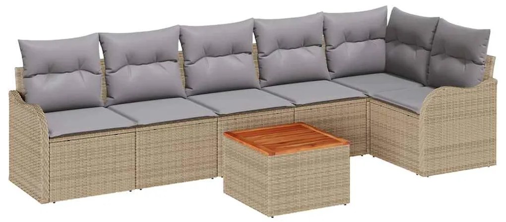vidaXL Σετ Καναπέ Κήπου 7 pcs Beige, ανοιχτό γκρι