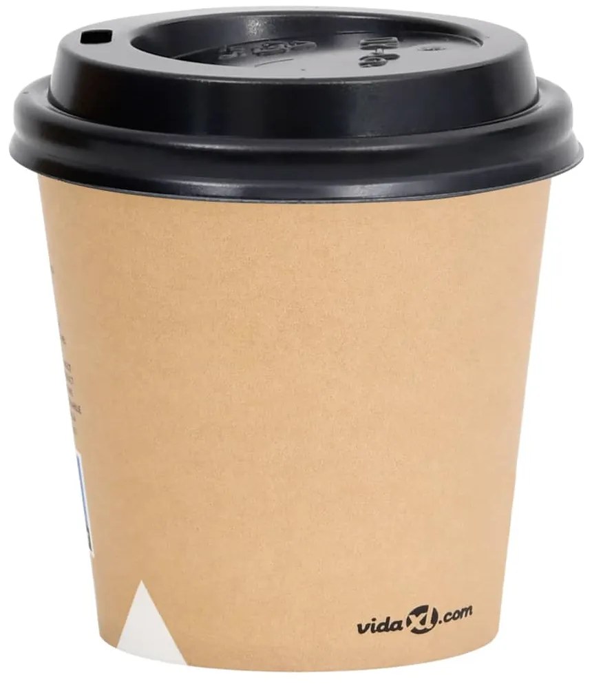 vidaXL Ποτήρια Καφέ Χάρτινα με Καπάκια 120 ml 1000 Τεμάχια Καφέ