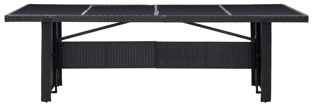 vidaXL Τραπέζι Κήπου Μαύρο 240 x 90 x 74 εκ. από Συνθετικό Ρατάν/Γυαλί