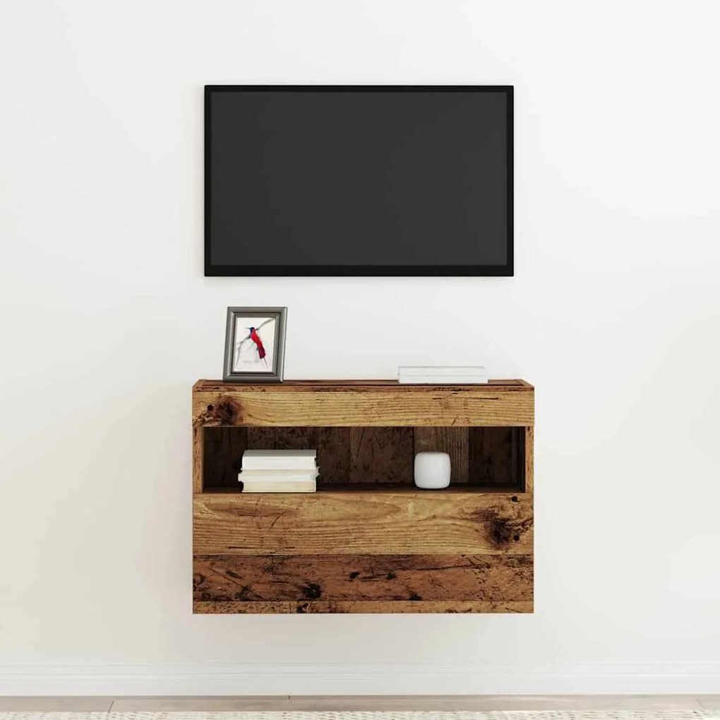 vidaXL Τηλεοπτική Βαθμίδα με LED Φώτα Παλιό Ξύλο 60x30x40 εκ