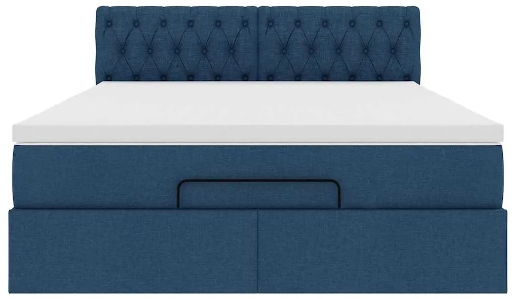 vidaXL Οθωμανικό κρεβάτι με στρώμα μπλε 140x200cm ύφασμα