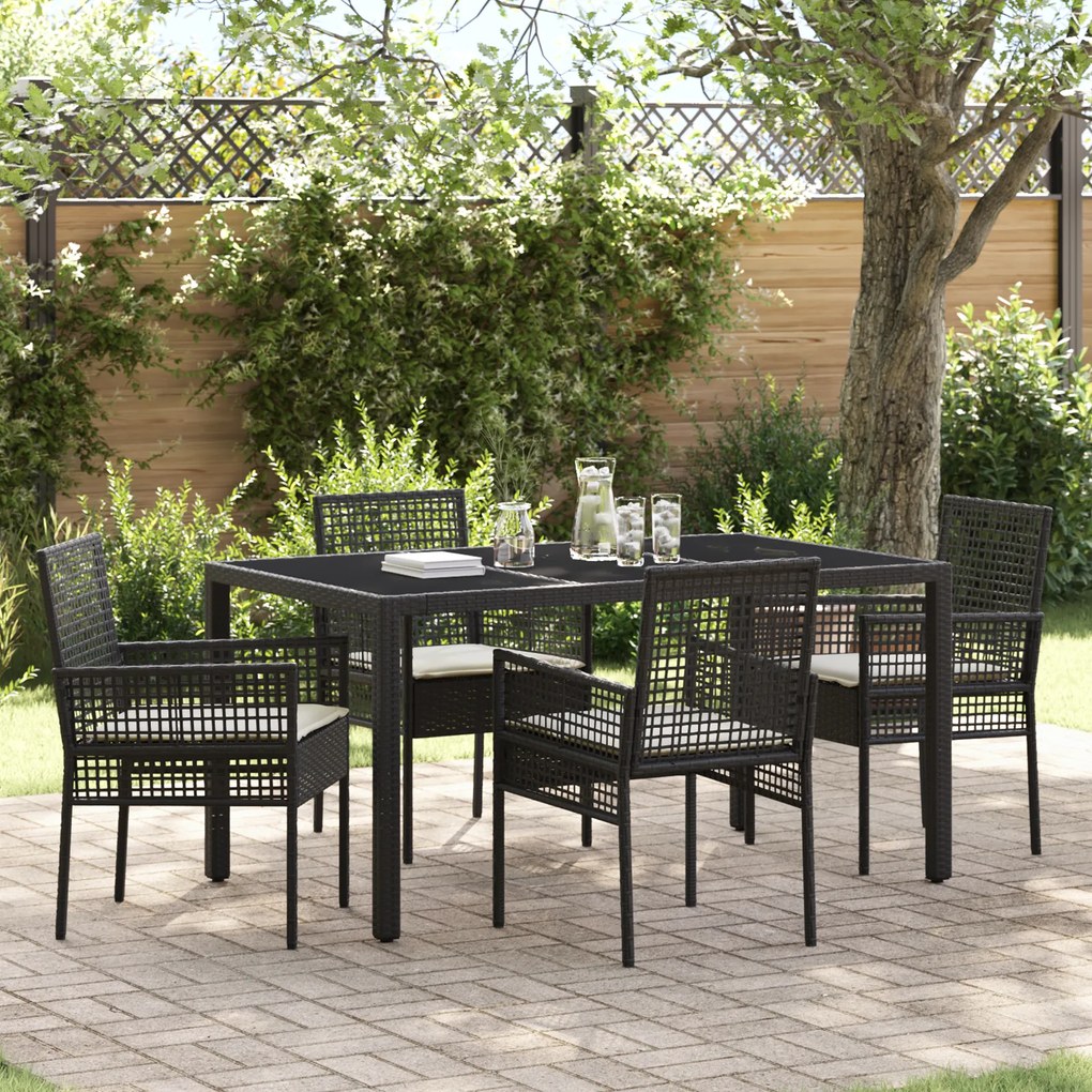 vidaXL Σέτ φαγητού για κήπο 5 pcs Μαύρο 150 x 90 x 75 cm