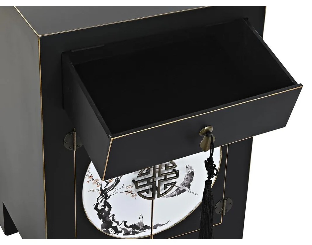 Κομοδίνο DKD Home Decor Λευκό Μαύρο Χρυσό Έλατο Ξύλο MDF 45 x 36 x 66 cm